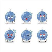 Cartoon character of christmas ball blue with sleepy expression vector