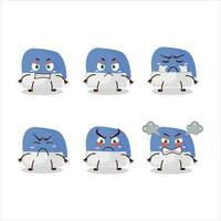 Blue santa hat cartoon character with various angry expressions vector