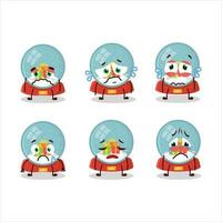 Snowball with gift cartoon character with sad expression vector