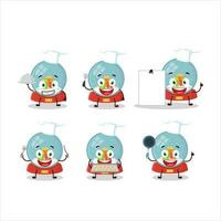 Cartoon character of snowball with gift with various chef emoticons vector