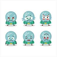 Snowball with snowfall cartoon character with sad expression vector