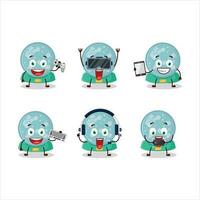 Snowball with snowfall cartoon character are playing games with various cute emoticons vector
