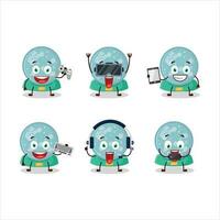 Snowball with snowfall cartoon character are playing games with various cute emoticons vector