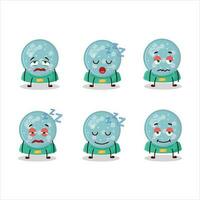 Cartoon character of snowball with snowfall with sleepy expression vector