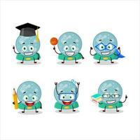School student of snowball with snowfall cartoon character with various expressions vector