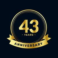 Forty Three Years Anniversary Gold and Black Isolated Vector