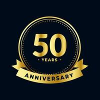 cincuenta años aniversario celebracion oro y negro aislado vector