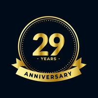 veinte nueve años aniversario oro y negro aislado vector
