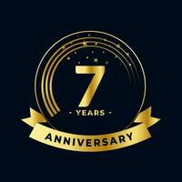 Seven Years Anniversary Celebration Gold and Black Isolated Vector