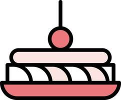 ilustración de vector de pastel de cumpleaños en un fondo. símbolos de calidad premium. iconos vectoriales para concepto y diseño gráfico.