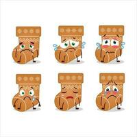 Socks cookie cartoon character with sad expression vector