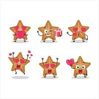 Stars cookie cartoon character with love cute emoticon vector