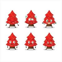 Red christmas tree cartoon character with nope expression vector