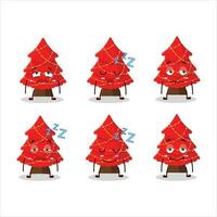 Cartoon character of red christmas tree with sleepy expression vector