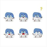 Cartoon character of blue santa hat with what expression vector