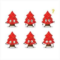 Cartoon character of red christmas tree with what expression vector
