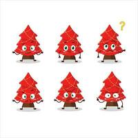 Cartoon character of red christmas tree with what expression vector