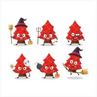 Halloween expression emoticons with cartoon character of red christmas tree vector