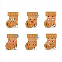 Cartoon character of socks cookie with sleepy expression vector