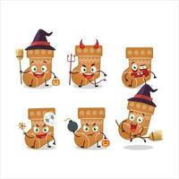 Halloween expression emoticons with cartoon character of socks cookie vector