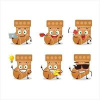 Socks cookie cartoon character with various types of business emoticons vector