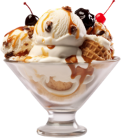 hielo crema helado con frutas y nueces png con ai generado