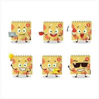 1st december calendar cartoon character with various types of business emoticons vector