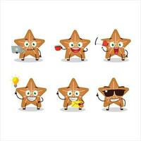 Stars cookie cartoon character with various types of business emoticons vector