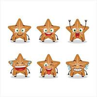 Cartoon character of stars cookie with smile expression vector