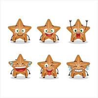 Cartoon character of stars cookie with smile expression vector