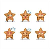 Cartoon character of stars cookie with sleepy expression vector