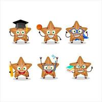 School student of stars cookie cartoon character with various expressions vector