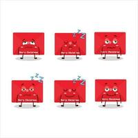 Cartoon character of red christmas envelopes with sleepy expression vector