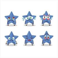 New blue stars cartoon character with sad expression vector