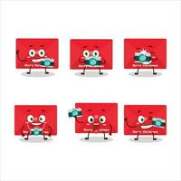 Photographer profession emoticon with red christmas envelopes cartoon character vector