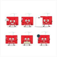 Cartoon character of red christmas envelopes with various chef emoticons vector