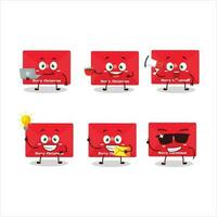 Red christmas envelopes cartoon character with various types of business emoticons vector