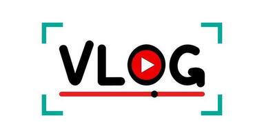 Vlog logo, flat style Vector illustration of vlog