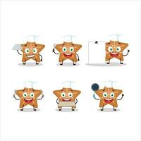 Cartoon character of stars cookie with various chef emoticons vector