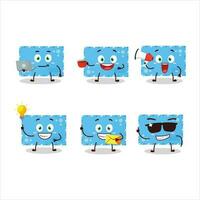 Blue christmas envelopes cartoon character with various types of business emoticons vector