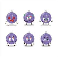 Christmas ball purple cartoon character with nope expression vector