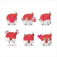 Red santa hat cartoon character with love cute emoticon vector