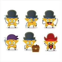 Cartoon character of new yellow stars with various pirates emoticons vector