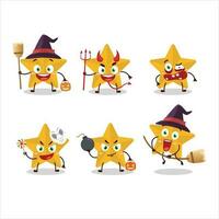 Halloween expression emoticons with cartoon character of new yellow stars vector