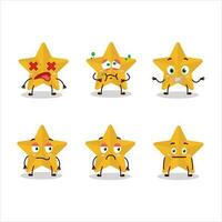 nuevo amarillo estrellas dibujos animados personaje con no expresión vector