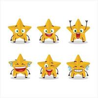 Cartoon character of new yellow stars with smile expression vector