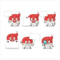 Red santa hat cartoon character bring information board vector