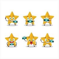 Photographer profession emoticon with new yellow stars cartoon character vector