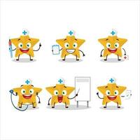 Doctor profession emoticon with new yellow stars cartoon character vector