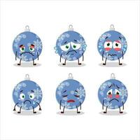 Christmas ball blue cartoon character with sad expression vector